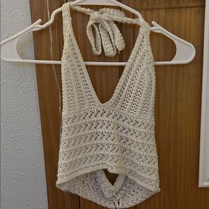 SHEIN Cream Knit Halter Top